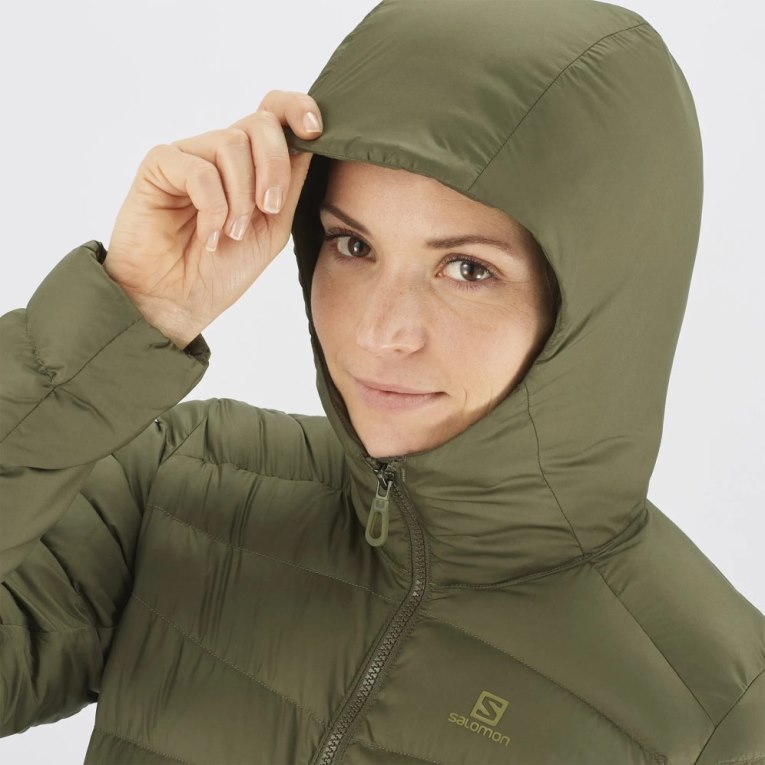 Olive Salomon Essential Xwarm Long Women's Insulated Jackets | PH 52879J